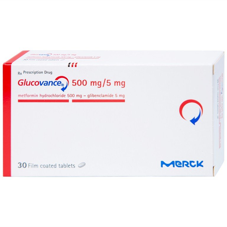 Thuốc Glucovance 500mg/5mg Merck điều trị tiểu đường tuýp 2 (2 vỉ x 15 ...